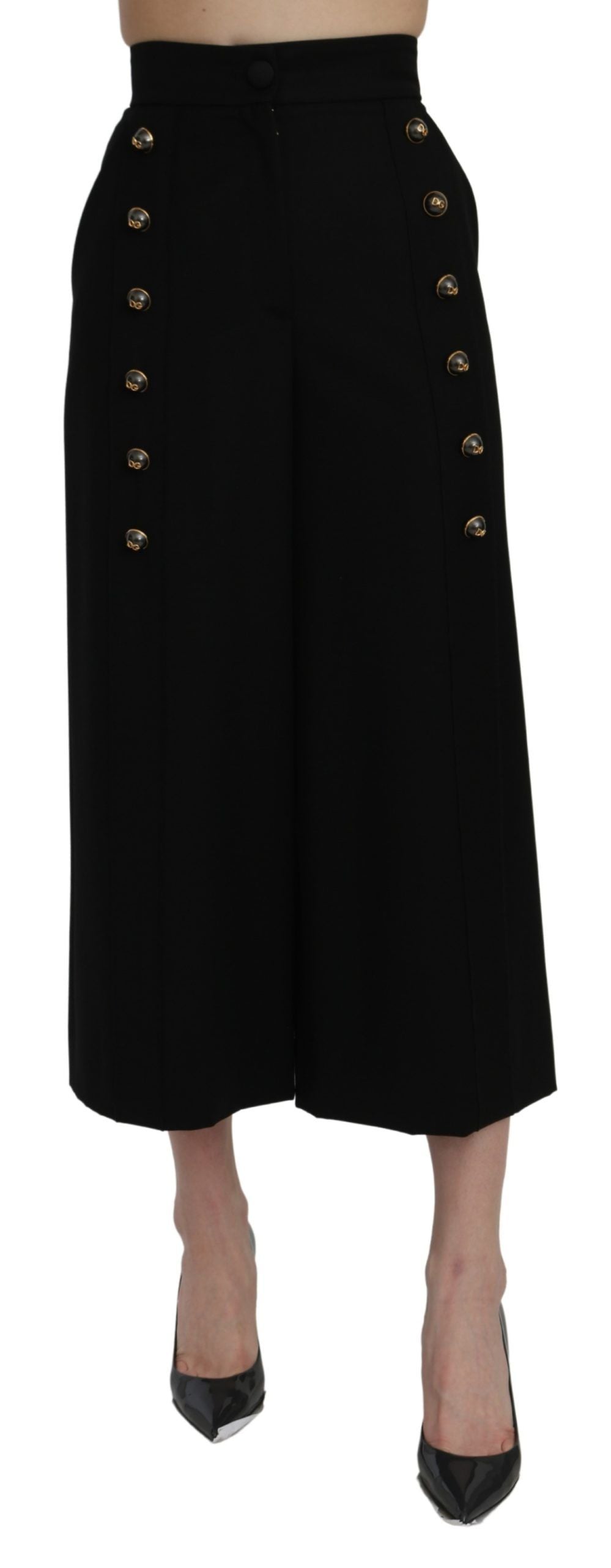 Dolce & Gabbana Elegant High Waist Wide Leg Wool Pants IT36 / XS