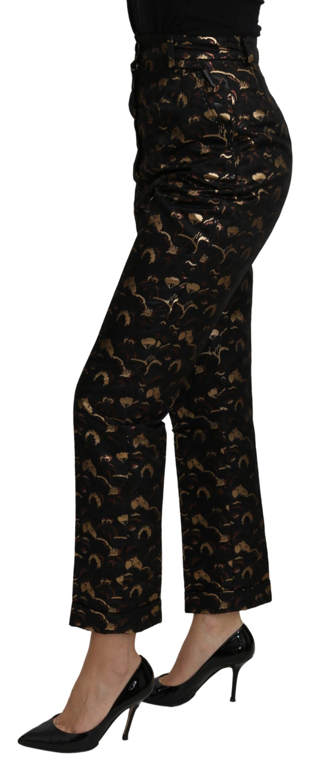 Dolce & Gabbana Elegant High Waist Tapered Brocade Pants IT40 | S