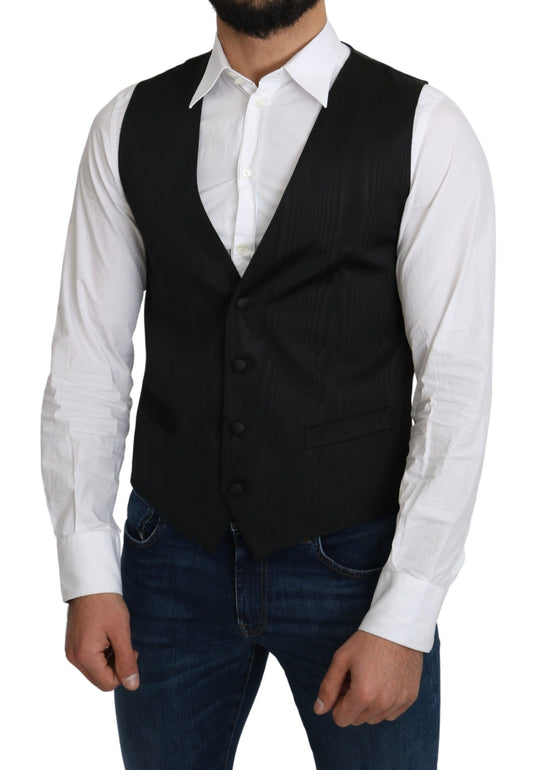 Dolce & Gabbana Elegant Silk Formal Gray Vest IT46 / S