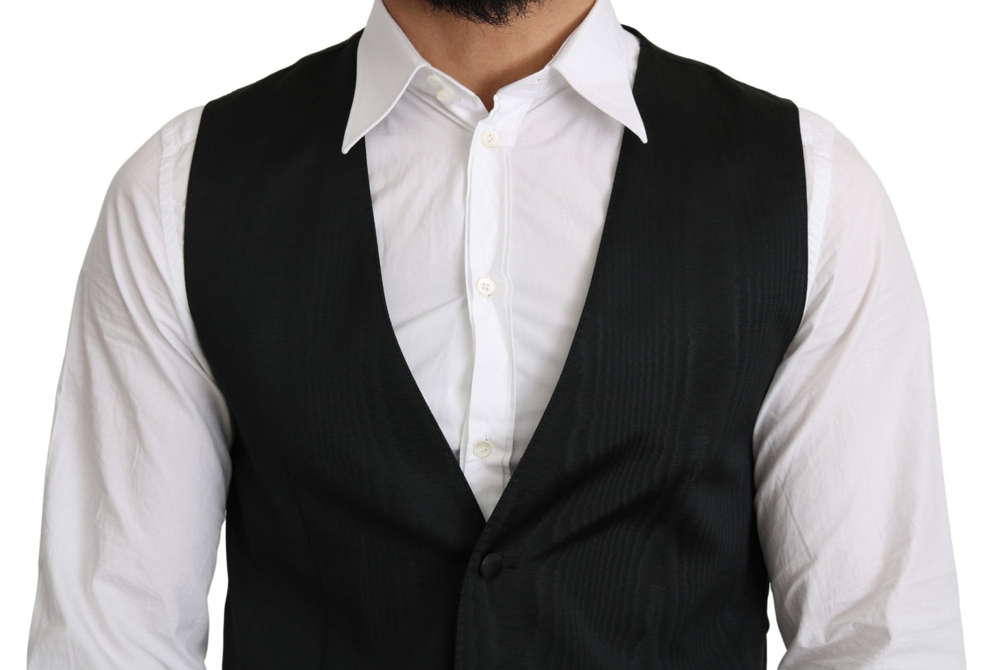 Dolce & Gabbana Elegant Silk Formal Gray Vest IT46 / S