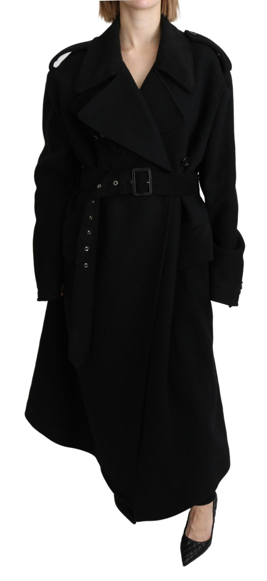 Dolce & Gabbana Elegant Black Wool Trenchcoat IT40 | S