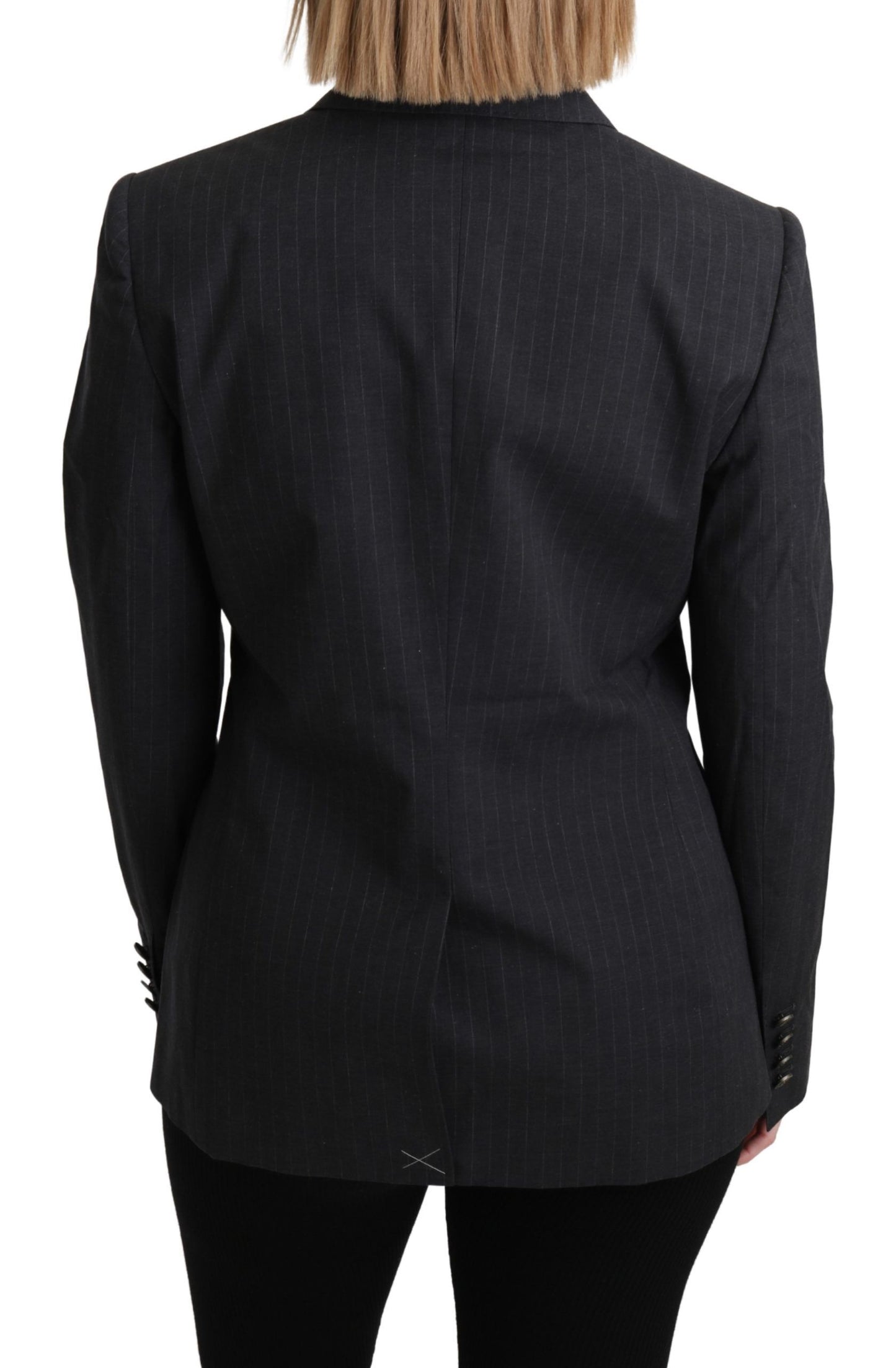 Dolce & Gabbana Elegant Gray Striped Cotton Blazer IT44 | L