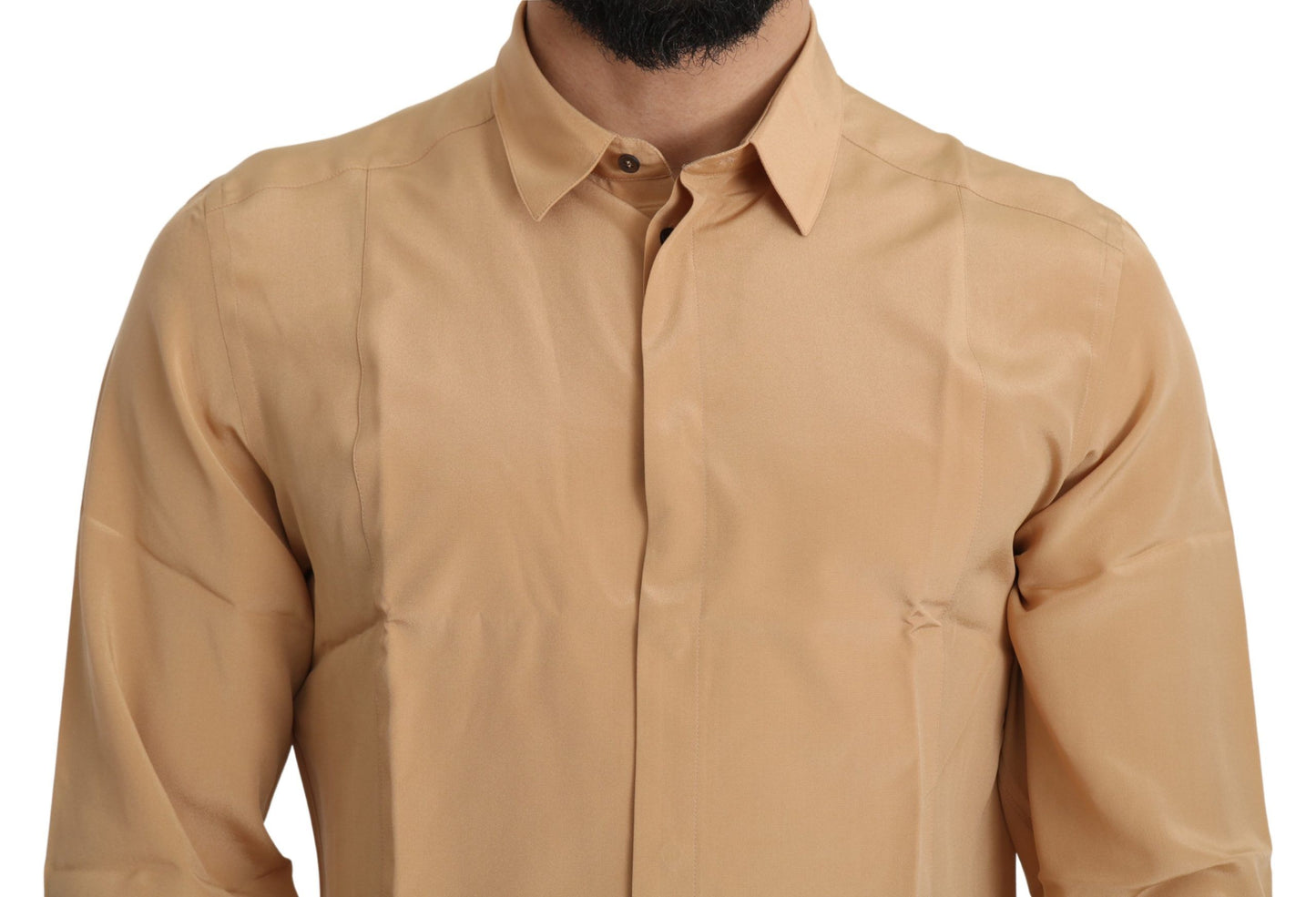 Dolce & Gabbana Elegant Yellow Silk Men's Formal Shirt IT38 | XS