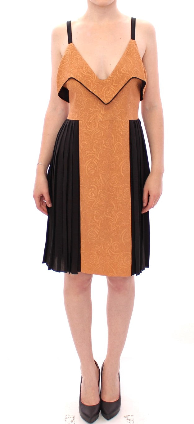 FILOS Silk Bronze & Black Sleeveless Sheath Dress IT40 | S