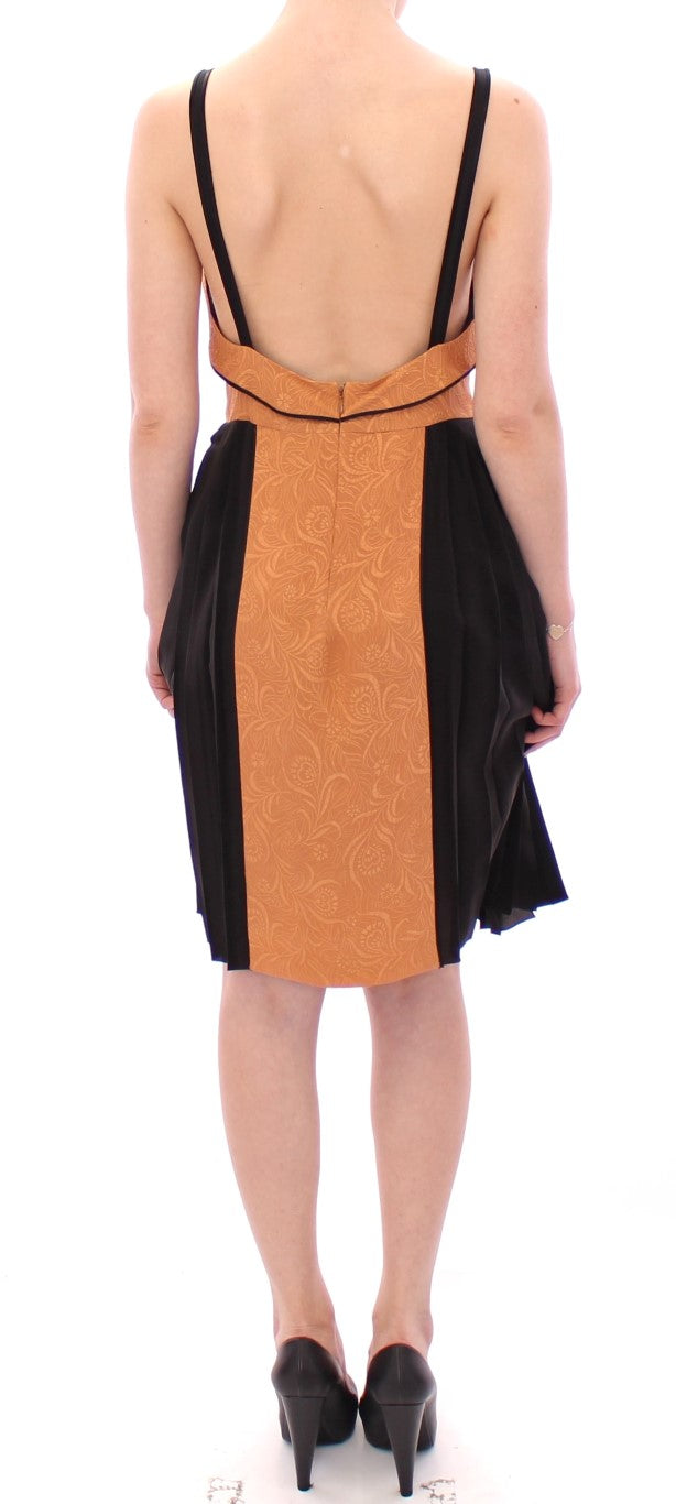 FILOS Silk Bronze & Black Sleeveless Sheath Dress IT40 | S