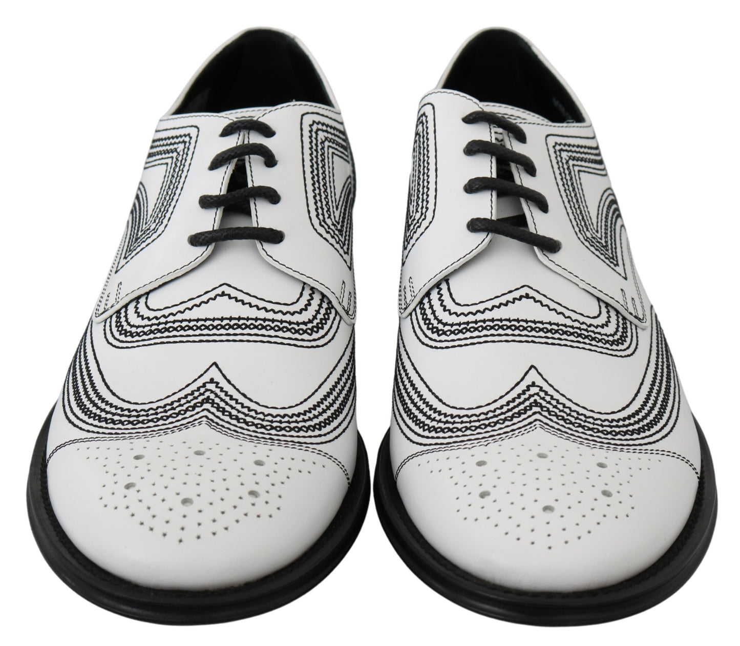 Dolce & Gabbana Elegant White Leather Derby Shoes EU44 / US11