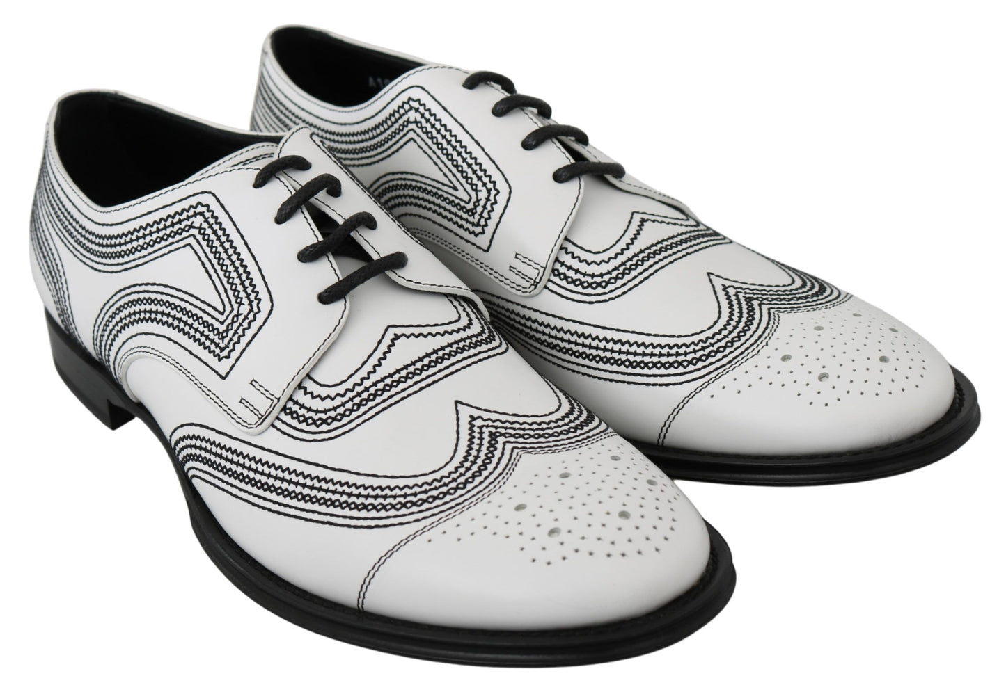 Dolce & Gabbana Elegant White Leather Derby Shoes EU44 / US11