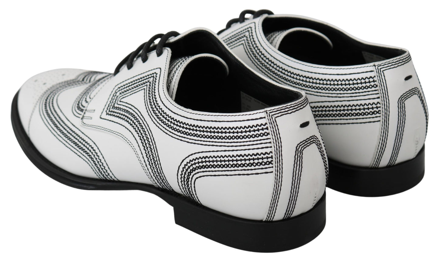 Dolce & Gabbana Elegant White Leather Derby Shoes EU44 / US11