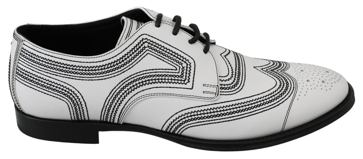 Dolce & Gabbana Elegant White Leather Derby Shoes EU44 / US11