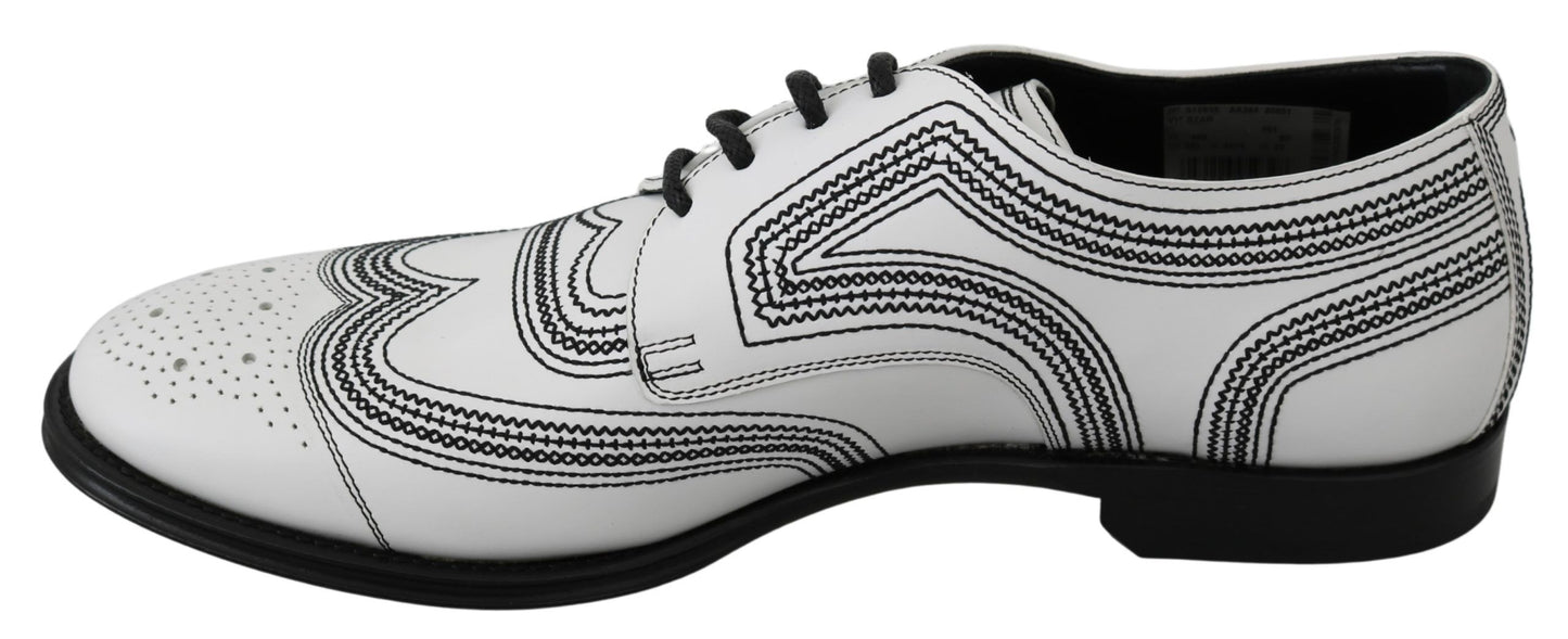 Dolce & Gabbana Elegant White Leather Derby Shoes EU44 / US11