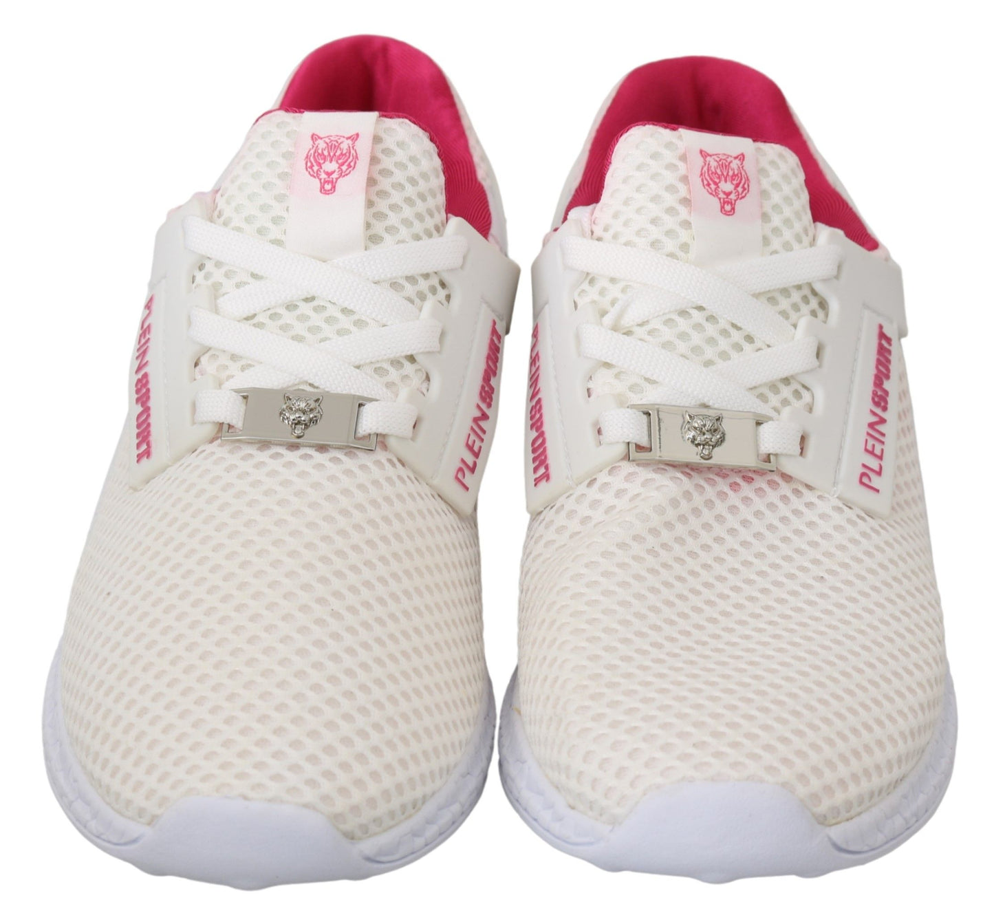 Philipp Plein Chic White Becky Sneakers with Pink Accents EU37 | US6.5