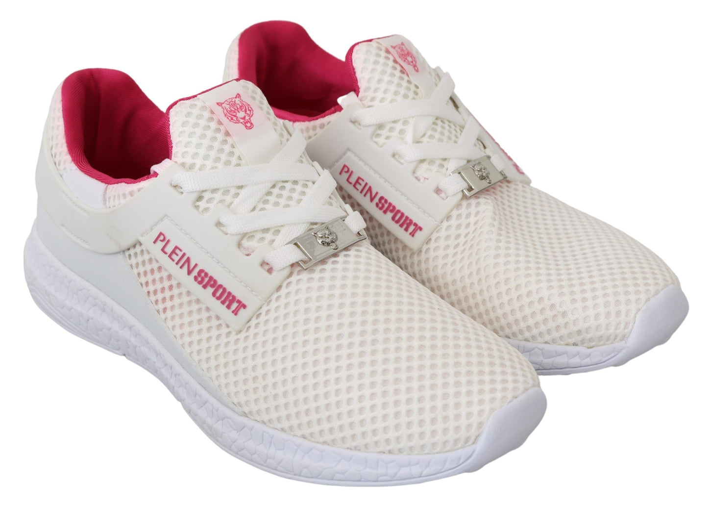 Philipp Plein Chic White Becky Sneakers with Pink Accents EU37 | US6.5