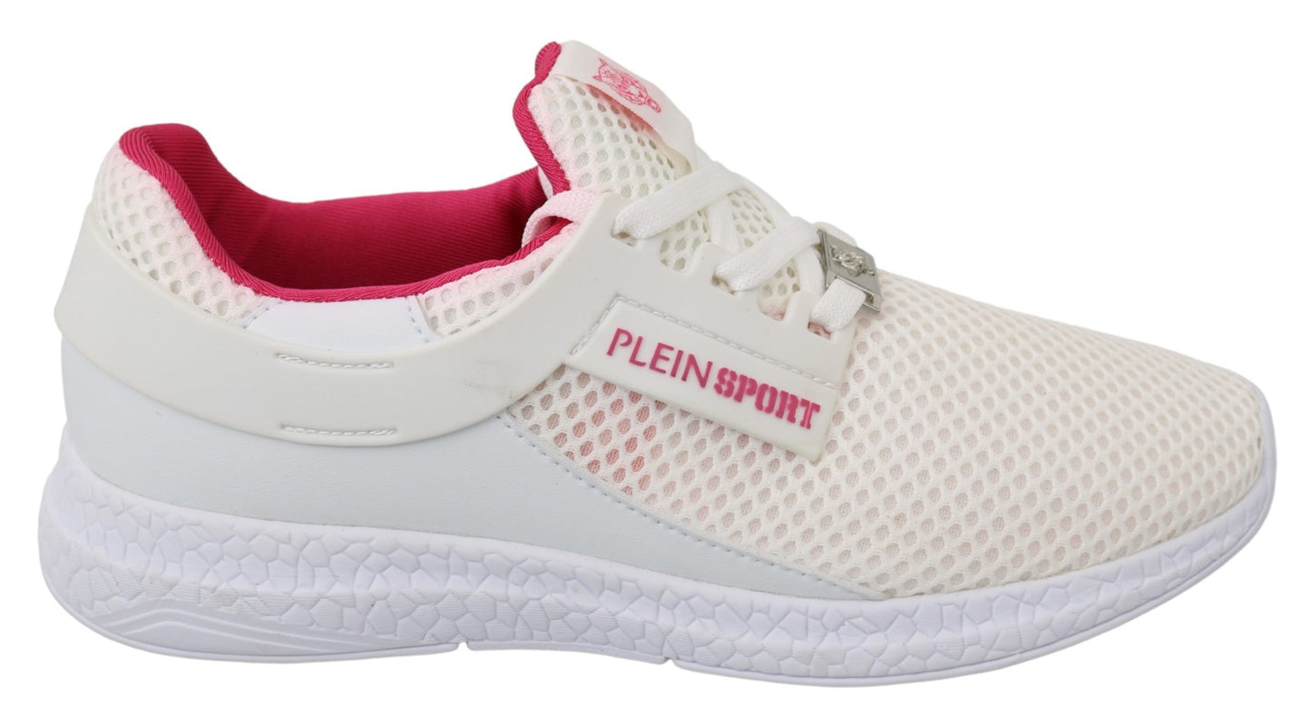 Philipp Plein Chic White Becky Sneakers with Pink Accents EU37 | US6.5