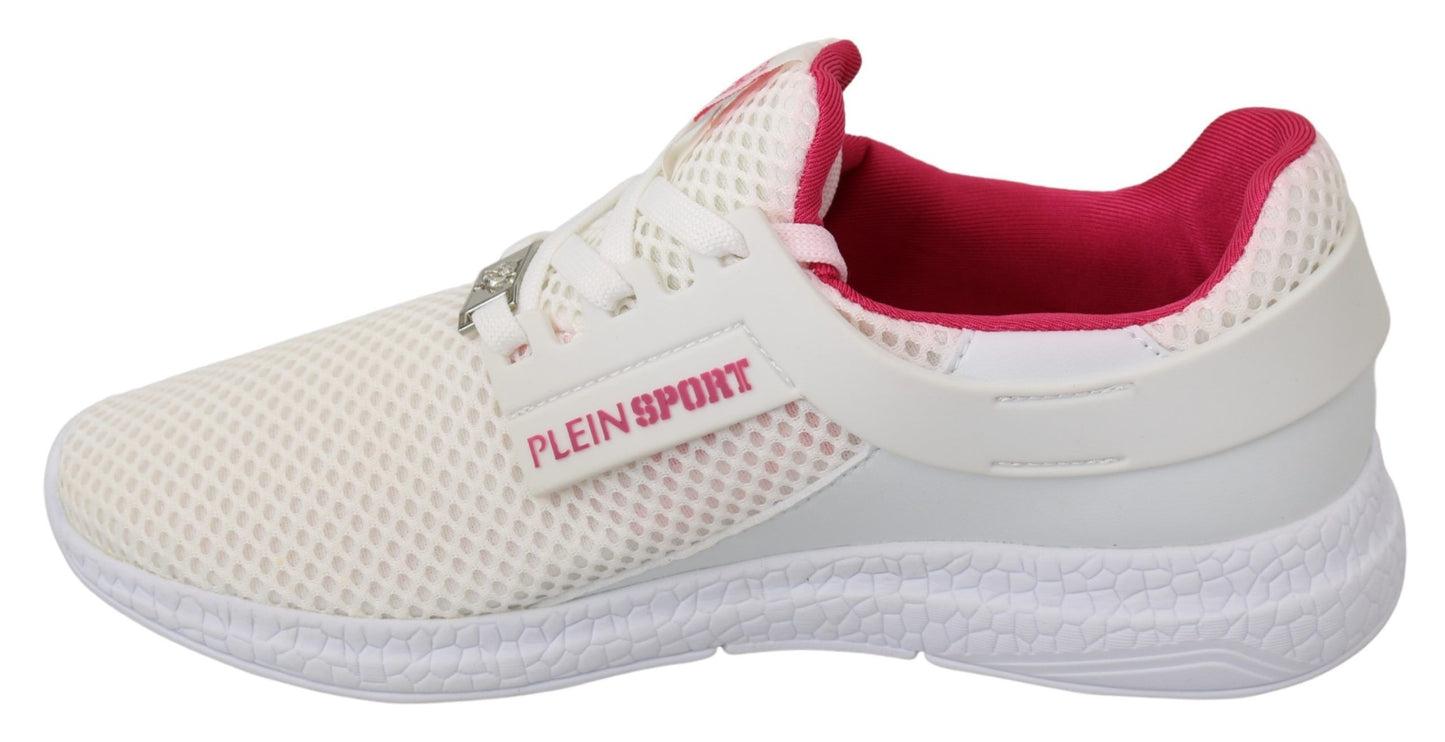 Philipp Plein Chic White Becky Sneakers with Pink Accents EU37 | US6.5