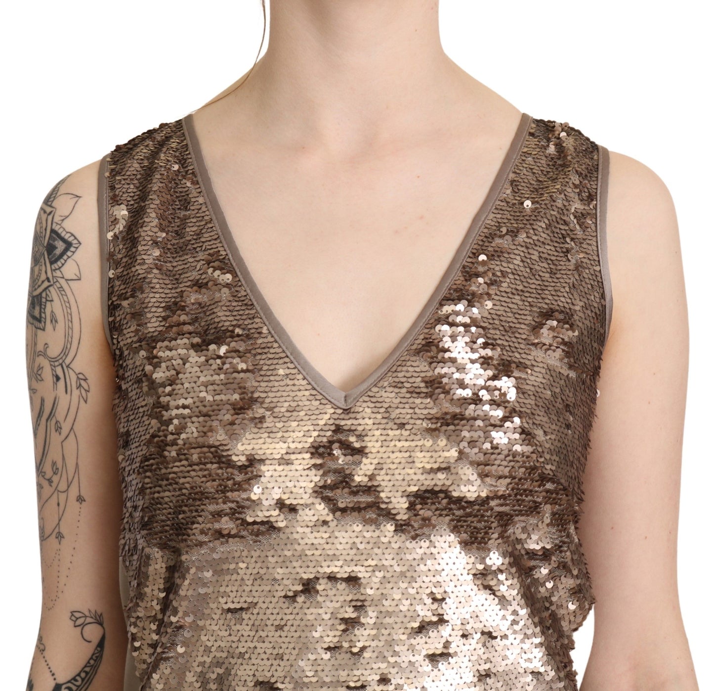 Liu Jo Glamorous V-Neck Sleeveless Sequin Mini Dress IT42 | M