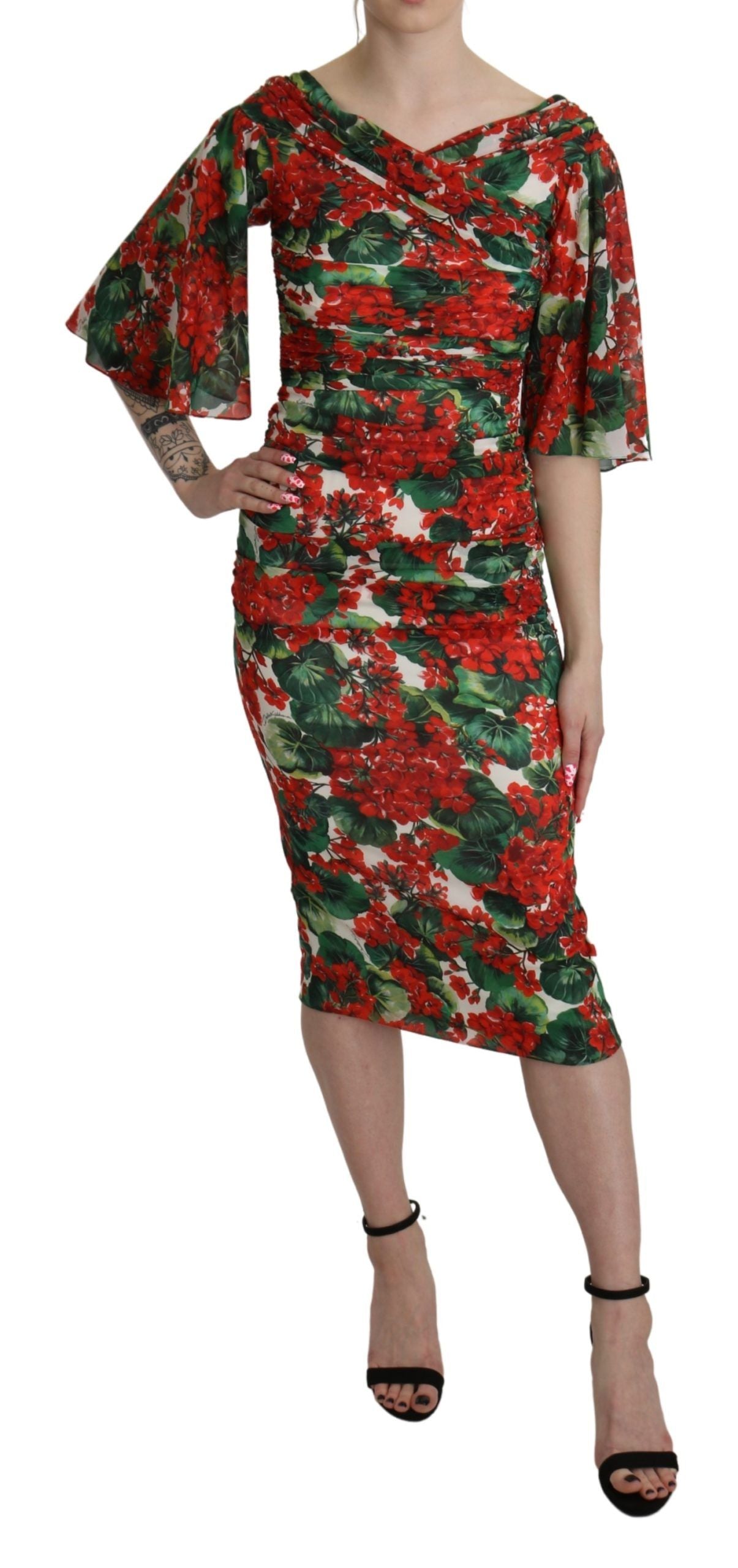 Dolce & Gabbana Enchanting Floral Midi Sheath Dress IT38 | XS