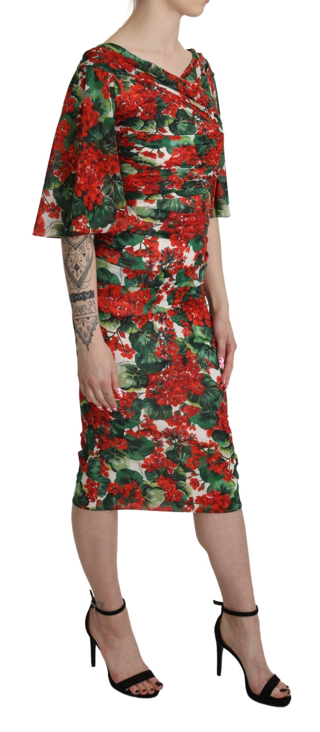 Dolce & Gabbana Enchanting Floral Midi Sheath Dress IT38 | XS