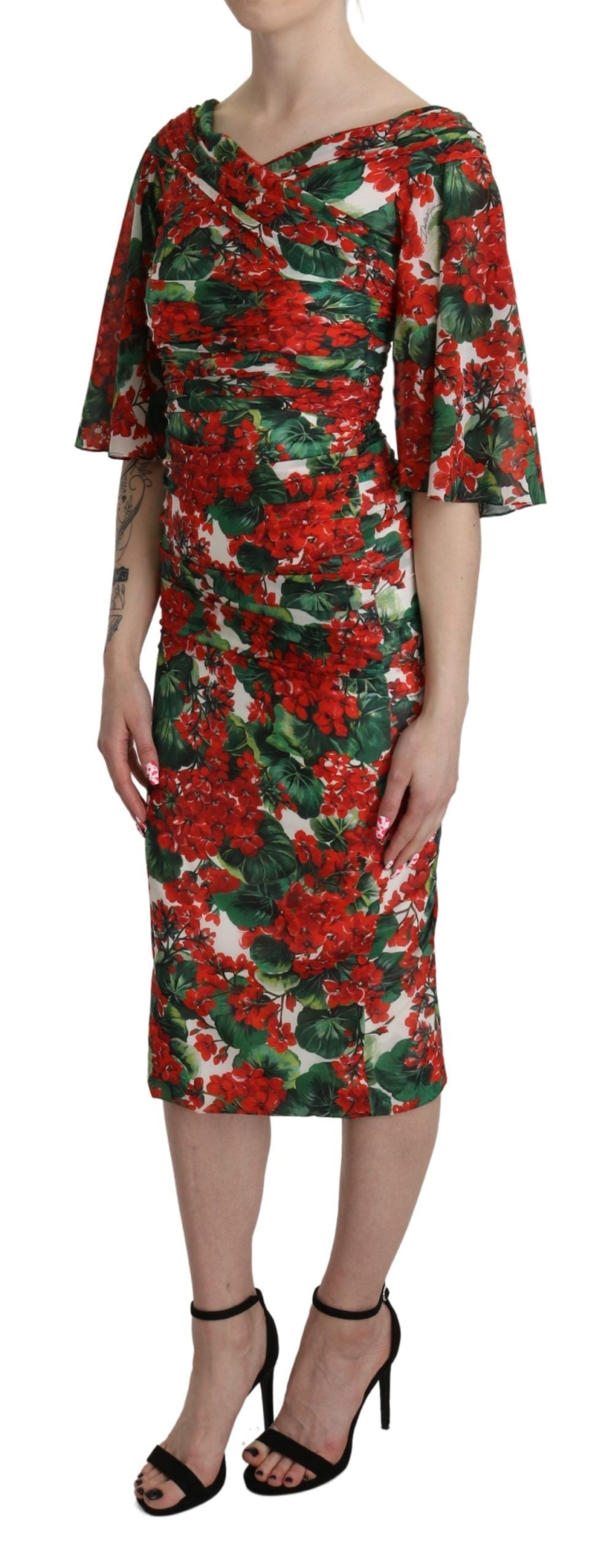 Dolce & Gabbana Enchanting Floral Midi Sheath Dress IT38 | XS