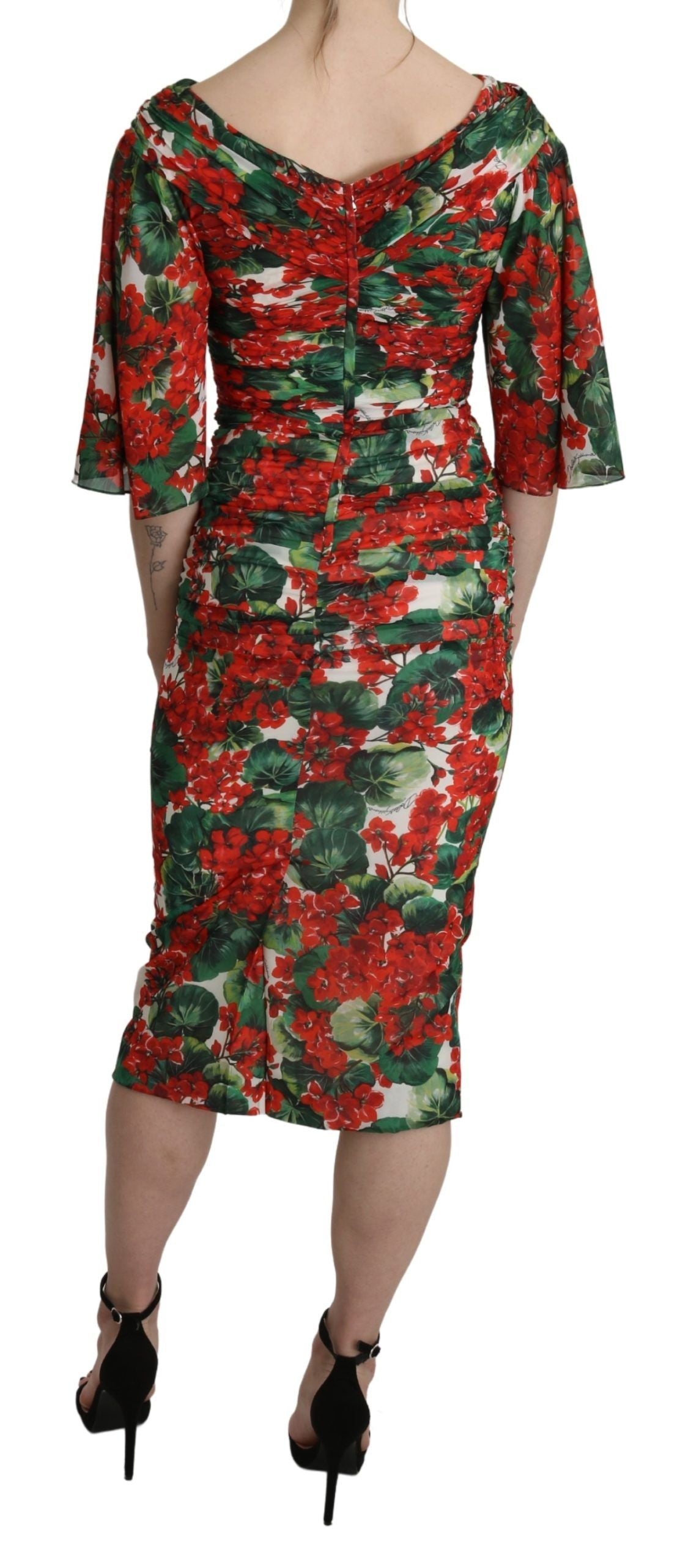 Dolce & Gabbana Enchanting Floral Midi Sheath Dress IT38 | XS