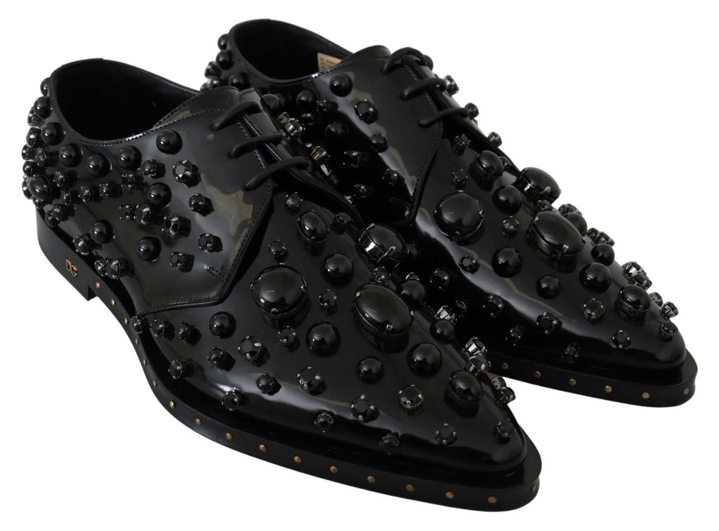 Dolce & Gabbana Elegant Black Dress Shoes with Crystals EU39 / US8.5