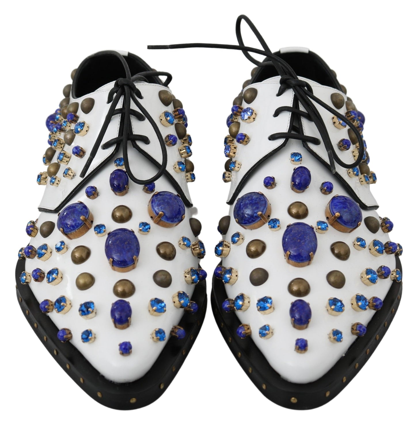 Dolce & Gabbana Elegant White Leather Dress Shoes With Crystals EU39 / US8.5