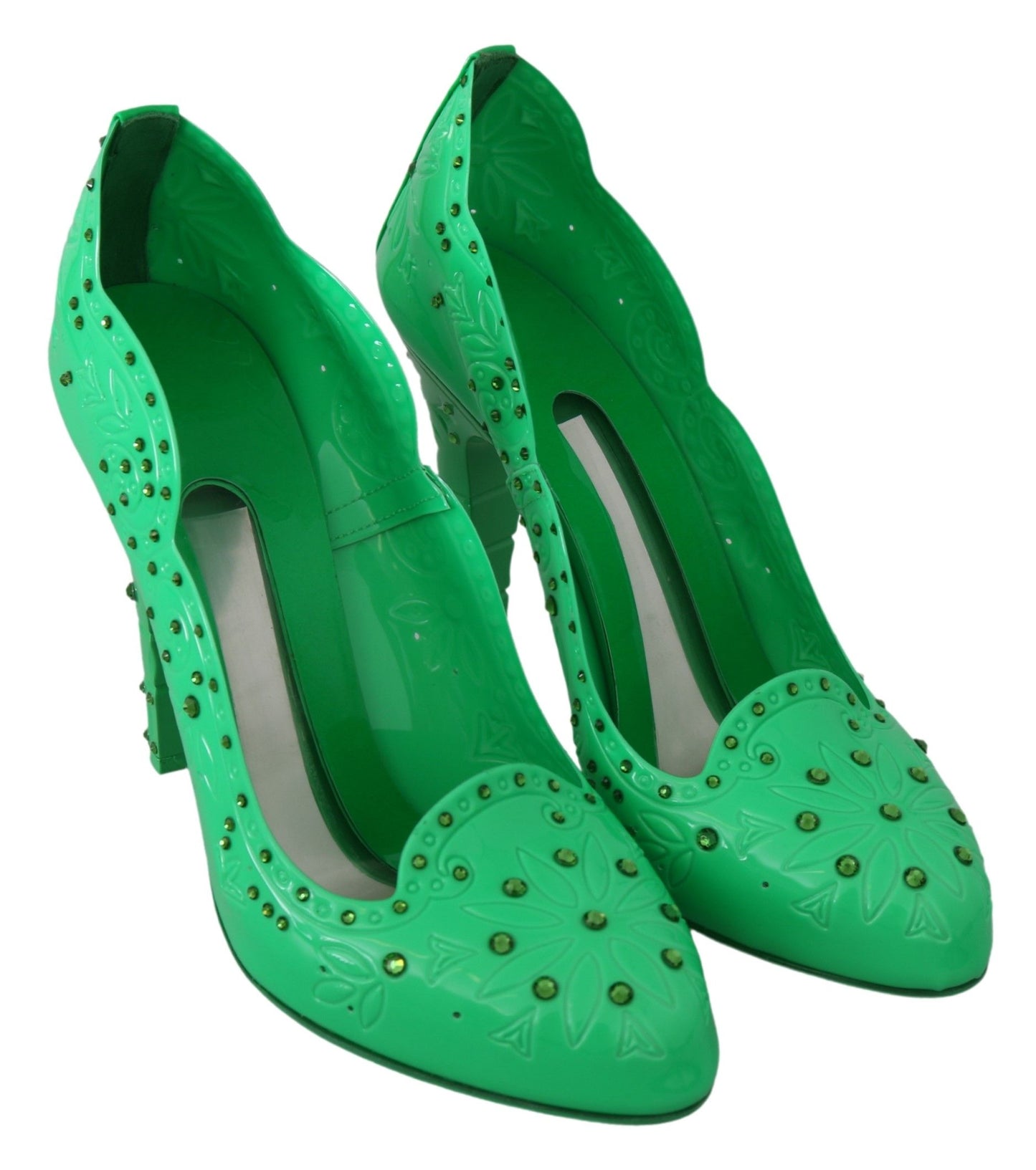 Dolce & Gabbana Enchanting Crystal Cinderella Pumps in Lush Green EU39 / US8.5