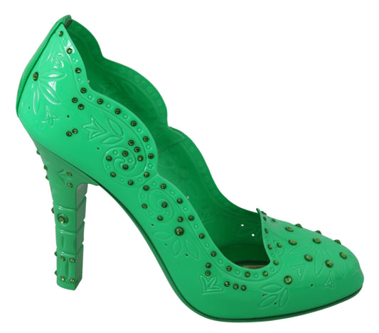 Dolce & Gabbana Enchanting Crystal Cinderella Pumps in Lush Green EU39 / US8.5