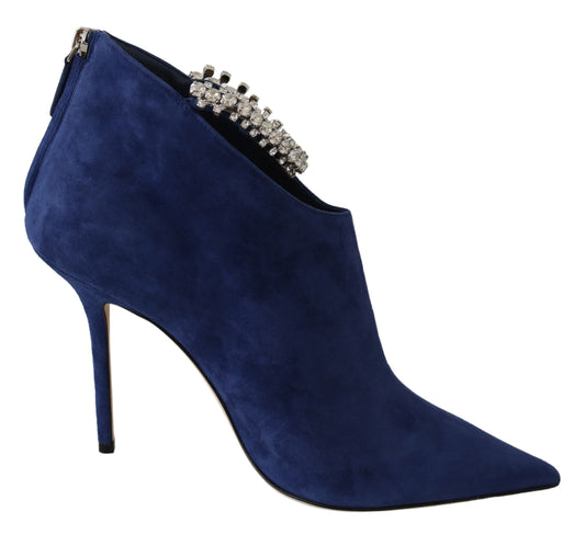 Jimmy Choo Pop Blue Crystal-Strap Heeled Boots EU41 | US11