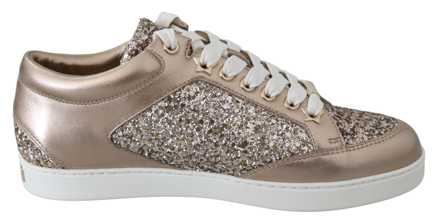 Jimmy Choo Ballet Pink Glitter Leather Sneakers EU34.5 | US4.5