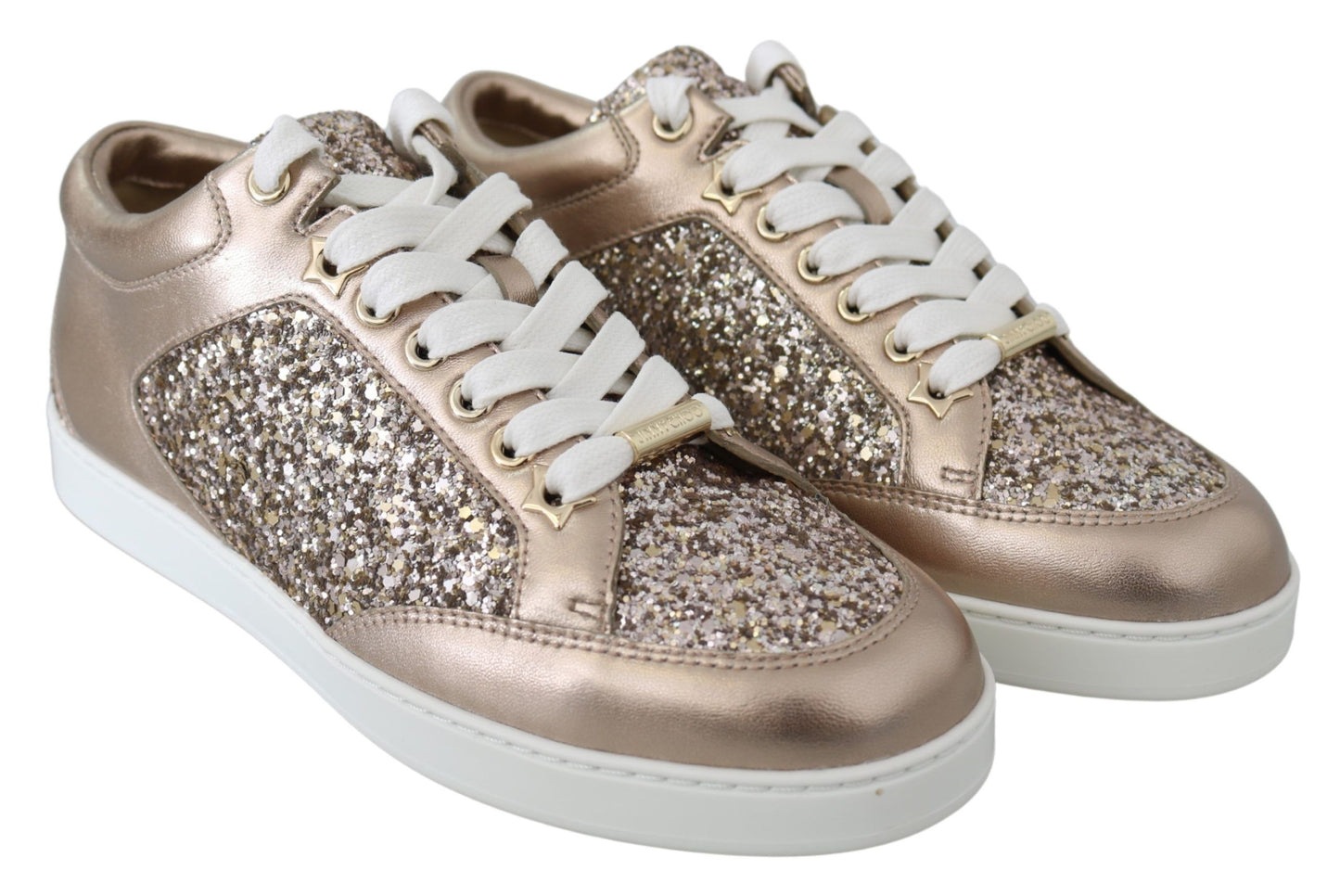 Jimmy Choo Ballet Pink Glitter Leather Sneakers EU34.5 | US4.5