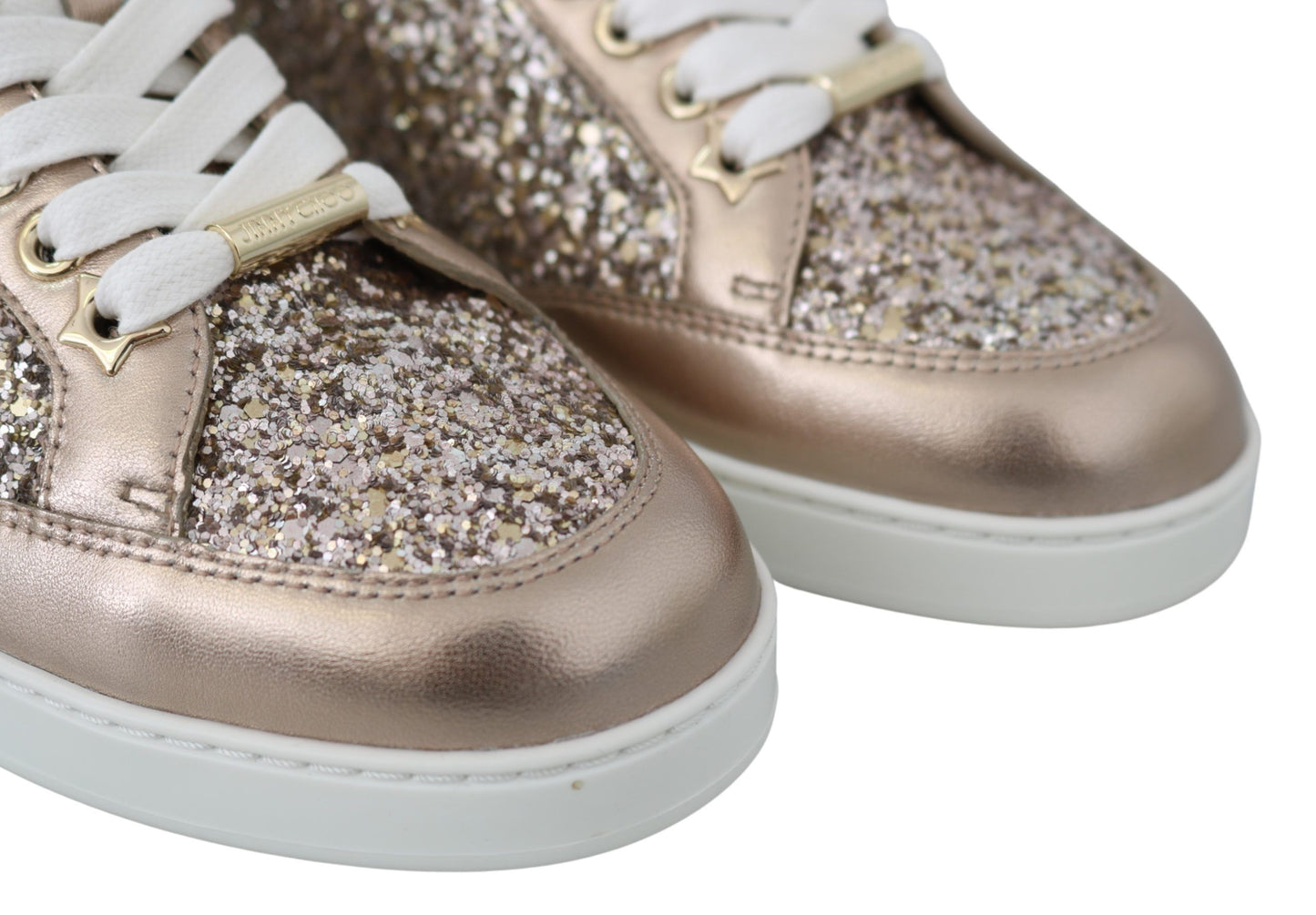 Jimmy Choo Ballet Pink Glitter Leather Sneakers EU34.5 | US4.5