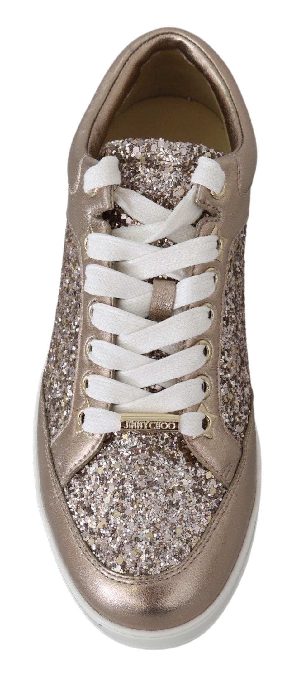 Jimmy Choo Ballet Pink Glitter Leather Sneakers EU34.5 | US4.5