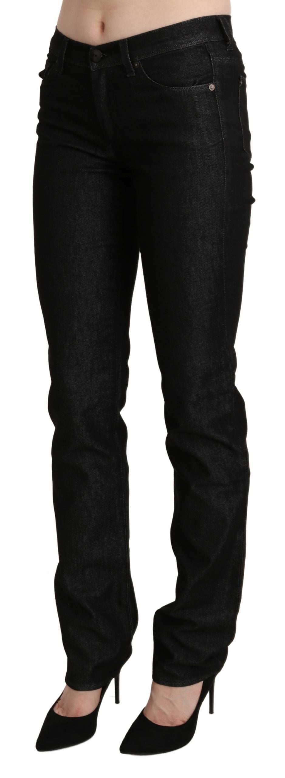 Ermanno Scervino Chic Black Mid Waist Skinny Jeans W28