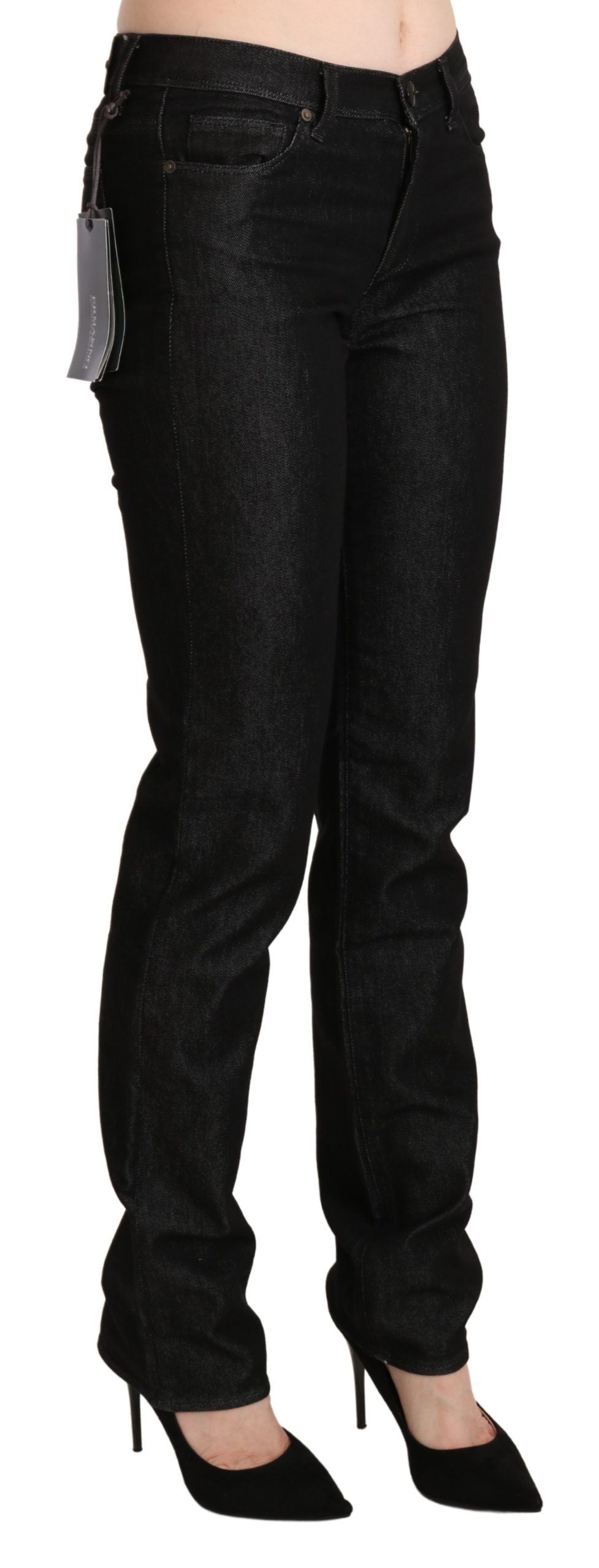 Ermanno Scervino Chic Black Mid Waist Skinny Jeans W28