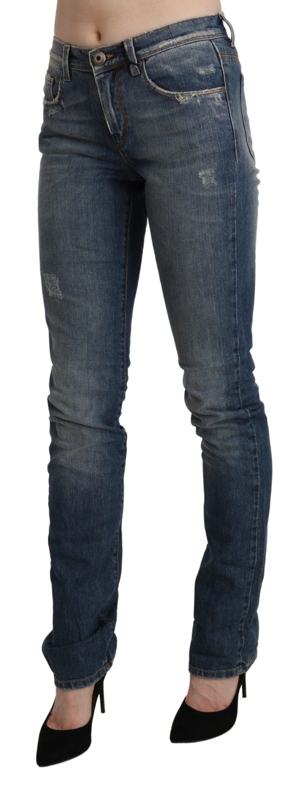 Ermanno Scervino Chic Mid Waist Skinny Denim in Blue Washed W26