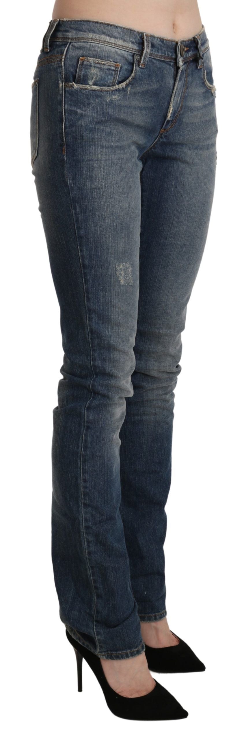 Ermanno Scervino Chic Mid Waist Skinny Denim in Blue Washed W26