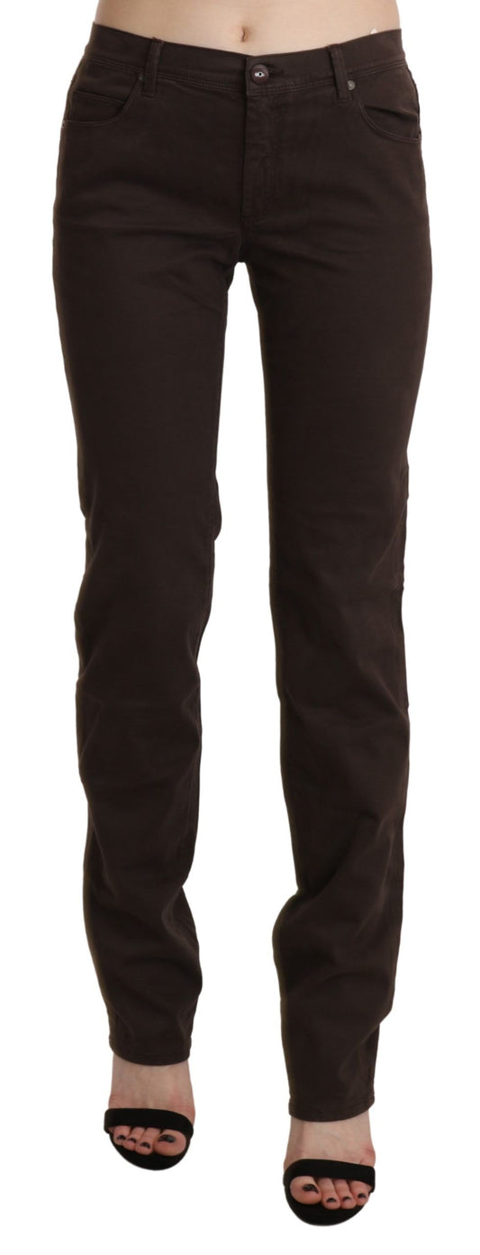 Ermanno Scervino Chic Brown Mid Waist Skinny Trousers W32