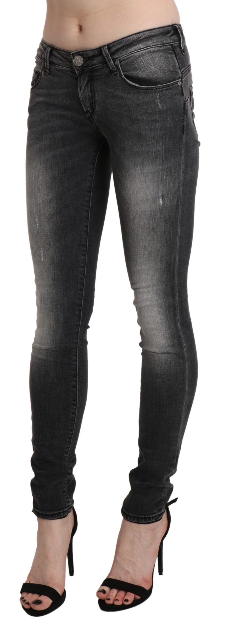 Acht Sleek Low Waist Skinny Denim in Black Wash W27