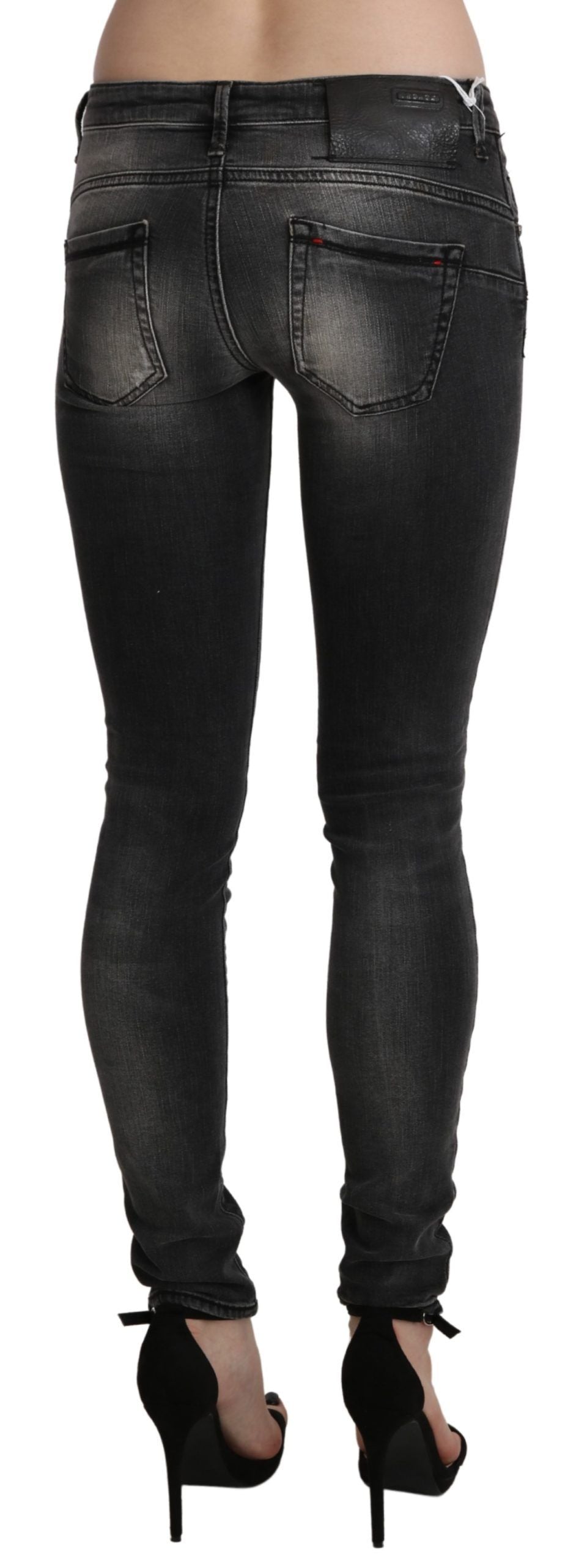 Acht Sleek Low Waist Skinny Denim in Black Wash W27