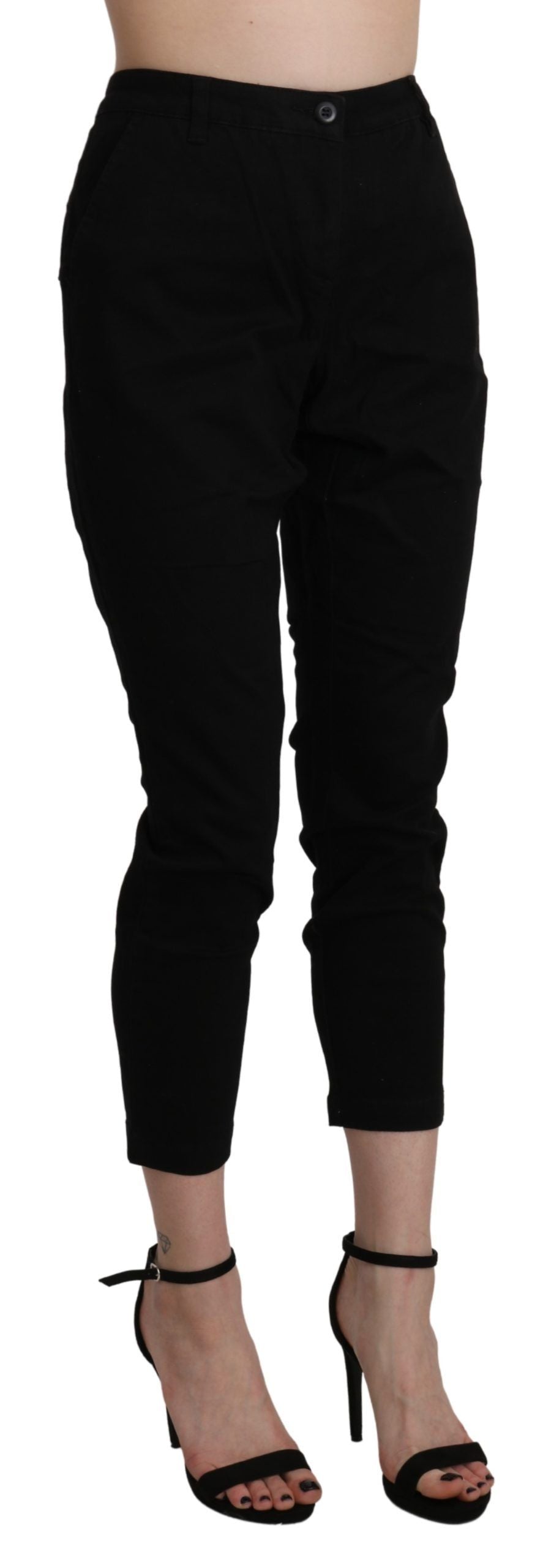 Acht Chic High Waist Cropped Black Jeans IT42 | S