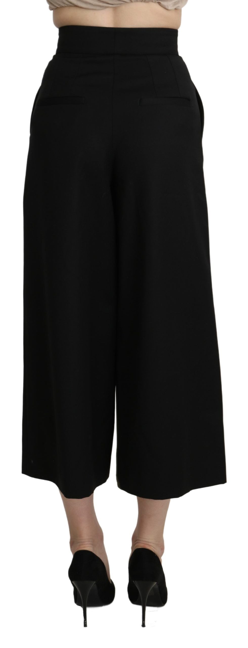 Dolce & Gabbana Elegant High Waist Wide Leg Virgin Wool Trousers IT36 / XS