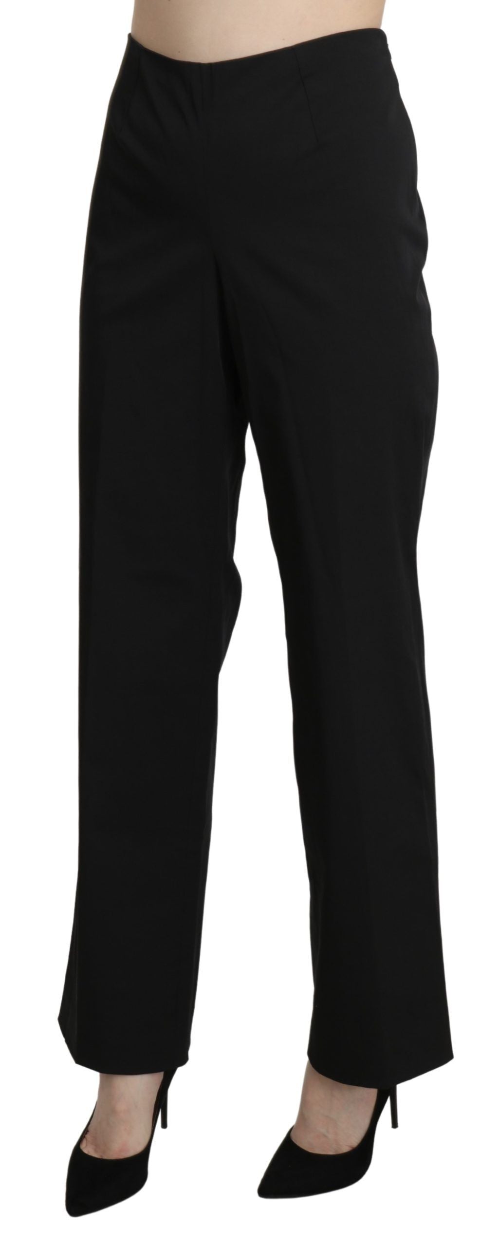 BENCIVENGA Elegant High Waist Straight Black Pants IT46 | XL