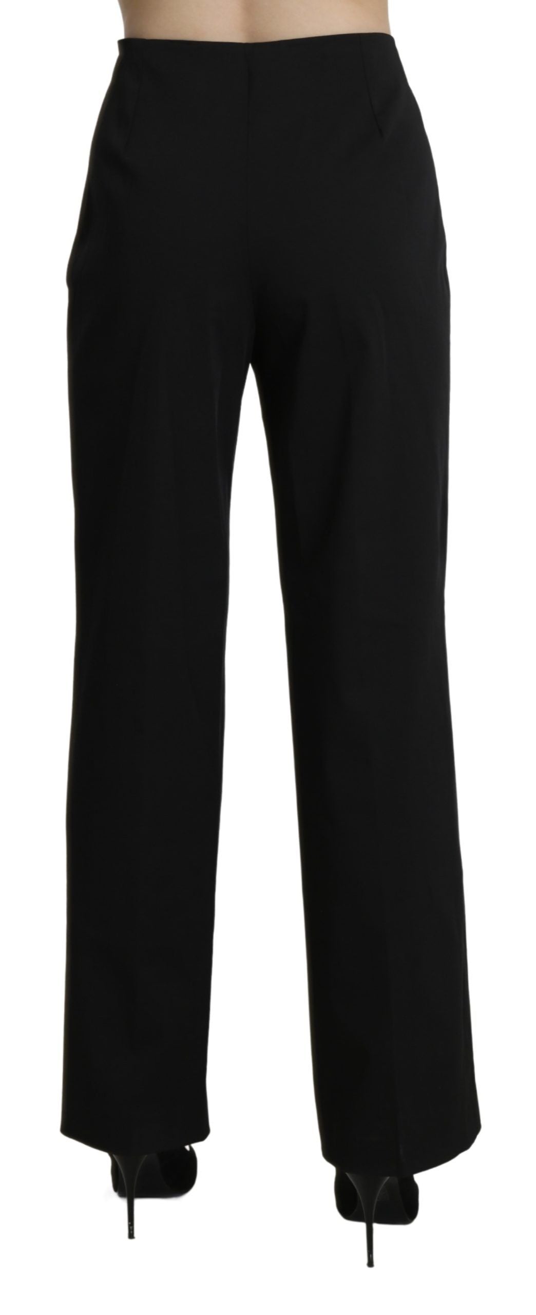 BENCIVENGA Elegant High Waist Straight Black Pants IT46 | XL