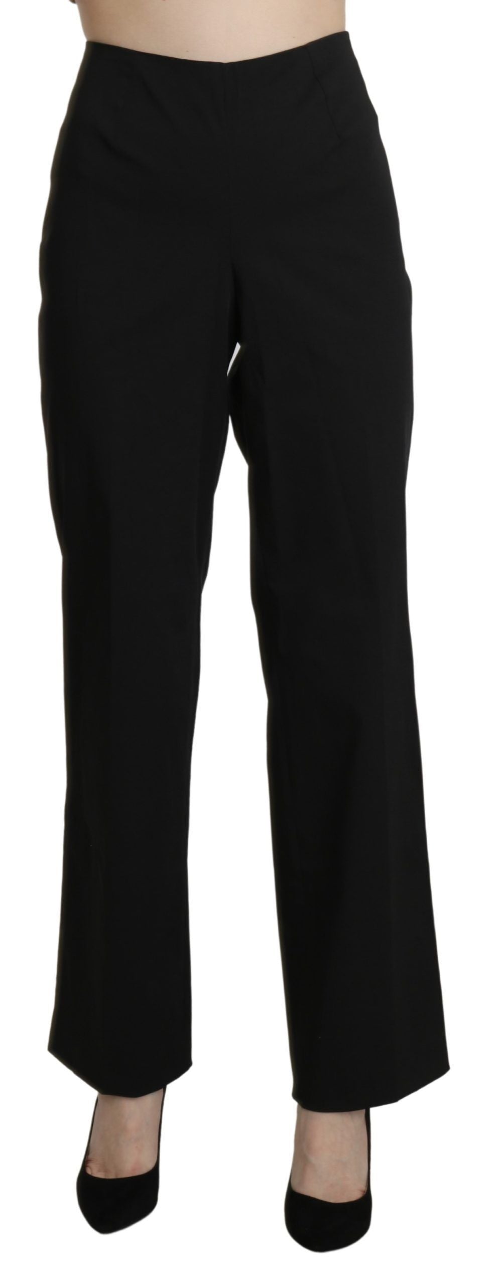 BENCIVENGA Elegant High Waist Straight Black Pants IT46 | XL