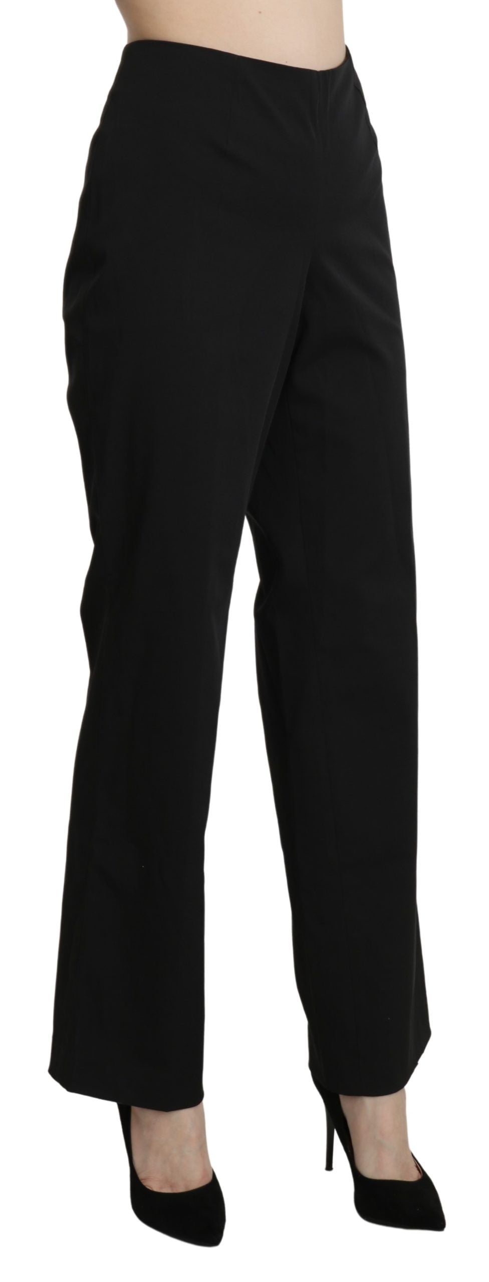 BENCIVENGA Elegant High Waist Straight Black Pants IT46 | XL