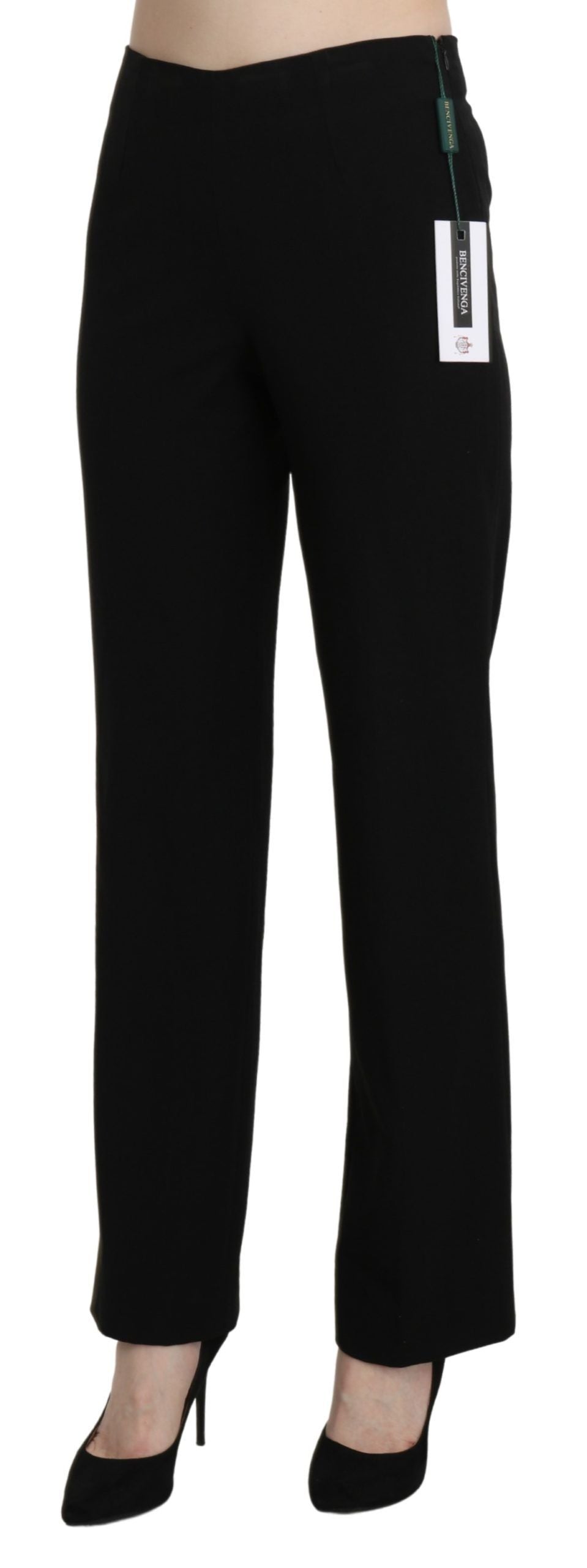 BENCIVENGA Elegant Black High Waist Straight Pants IT44 | L