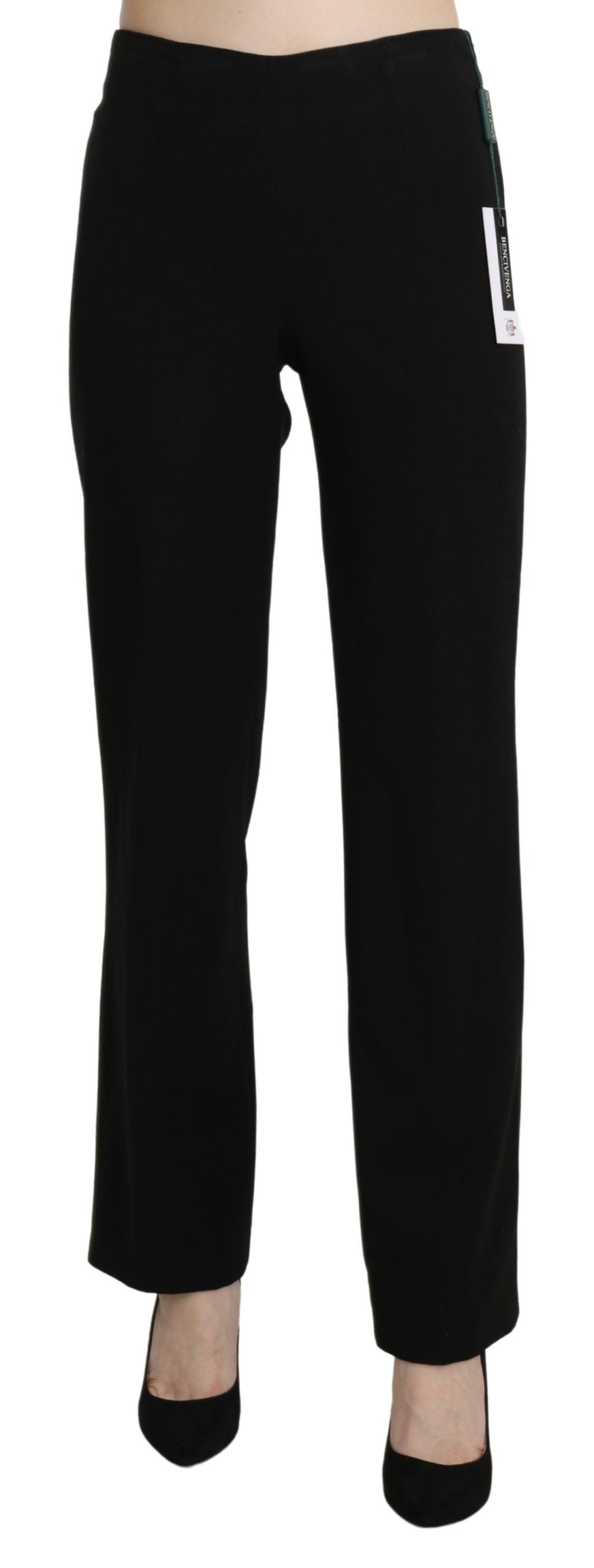 BENCIVENGA Elegant Black High Waist Straight Pants IT44 | L