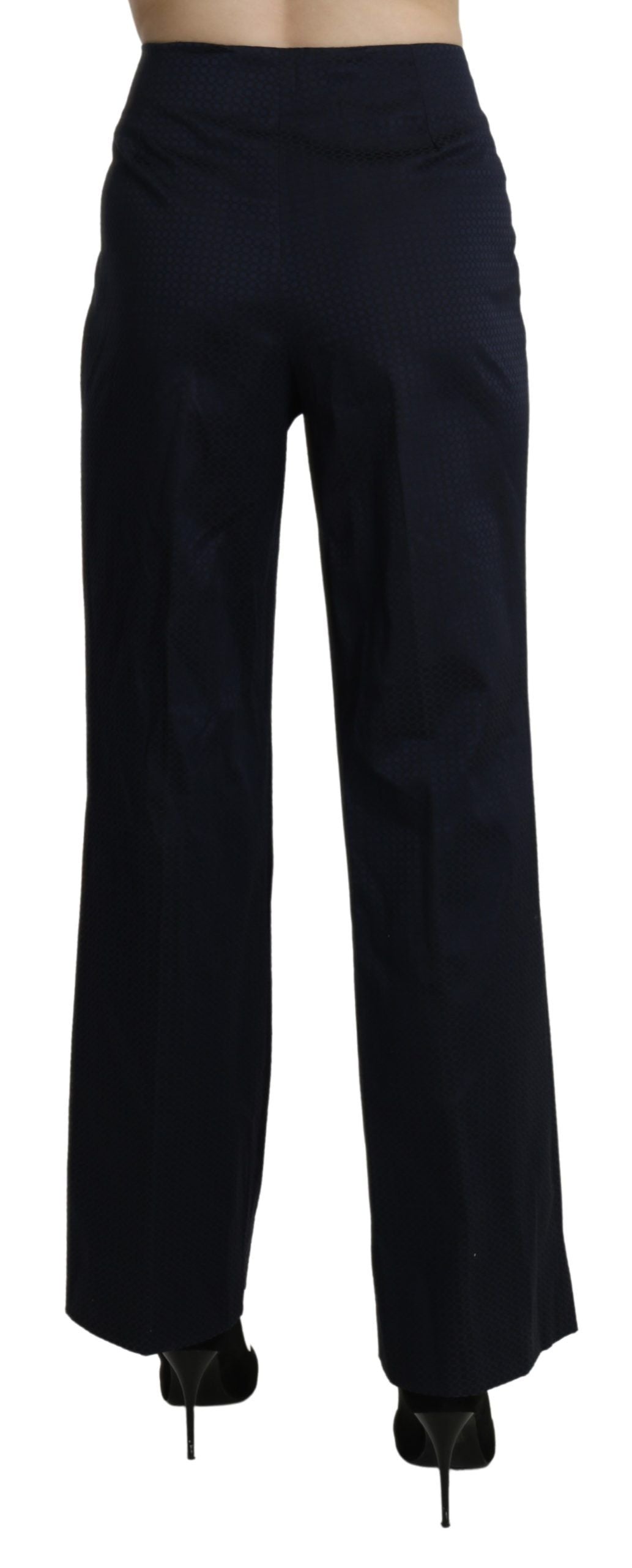 BENCIVENGA Navy Blue High Waist Straight Cotton Pants IT46 | XL