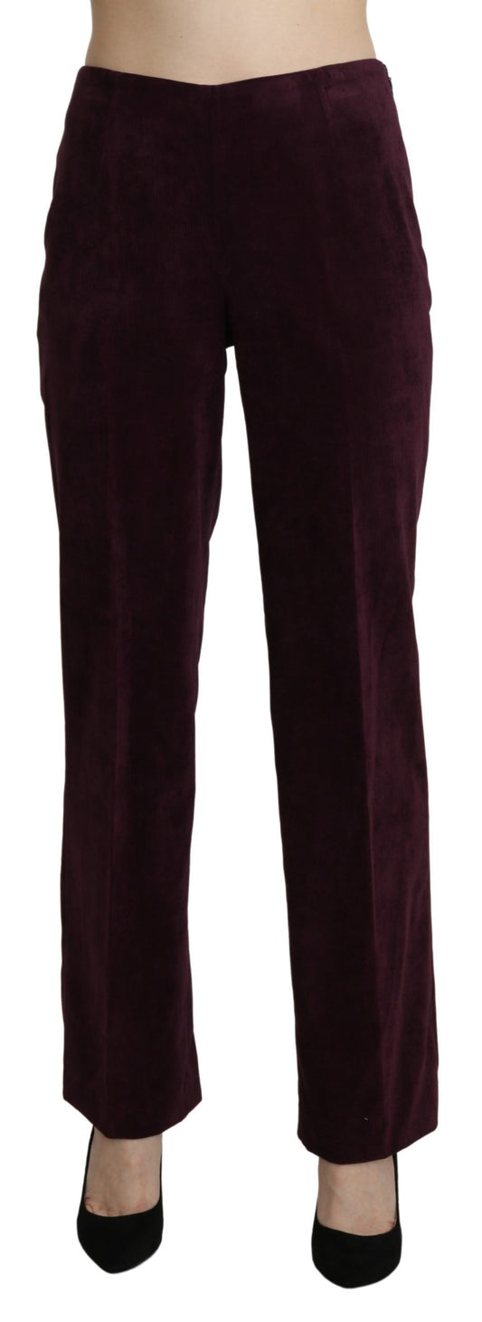 BENCIVENGA Elegant High Waist Straight Purple Pants IT48 | XXL