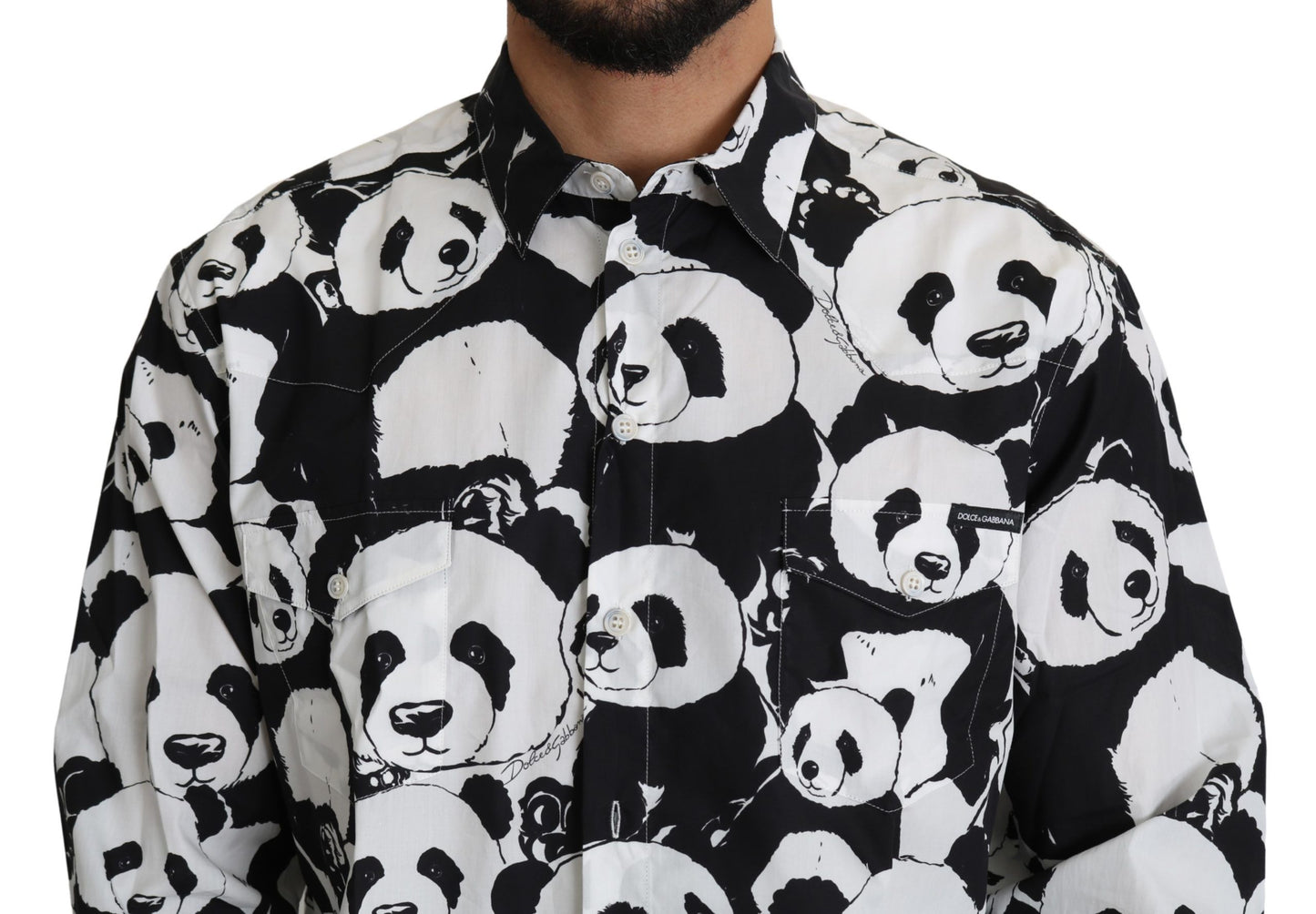 Dolce & Gabbana Panda Print Pure Cotton Shirt - Black White IT37 / XS